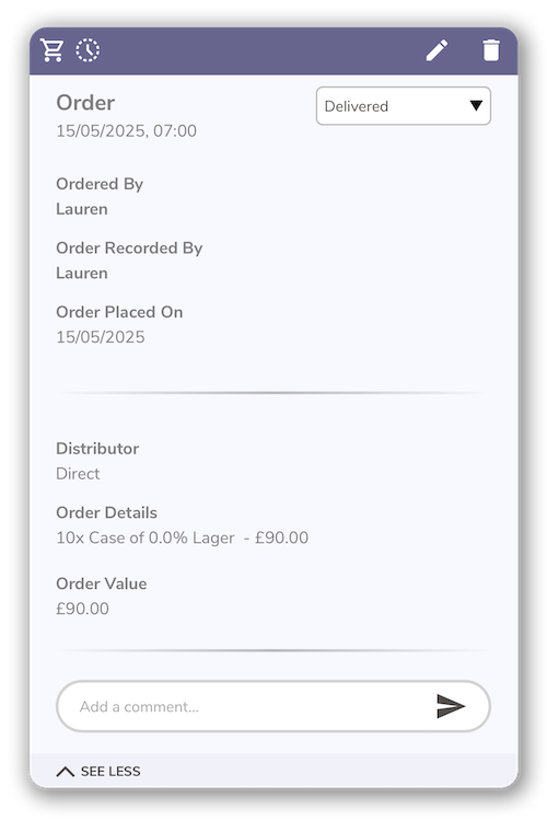 Placing an order for a case of 0% lager in Bowimi