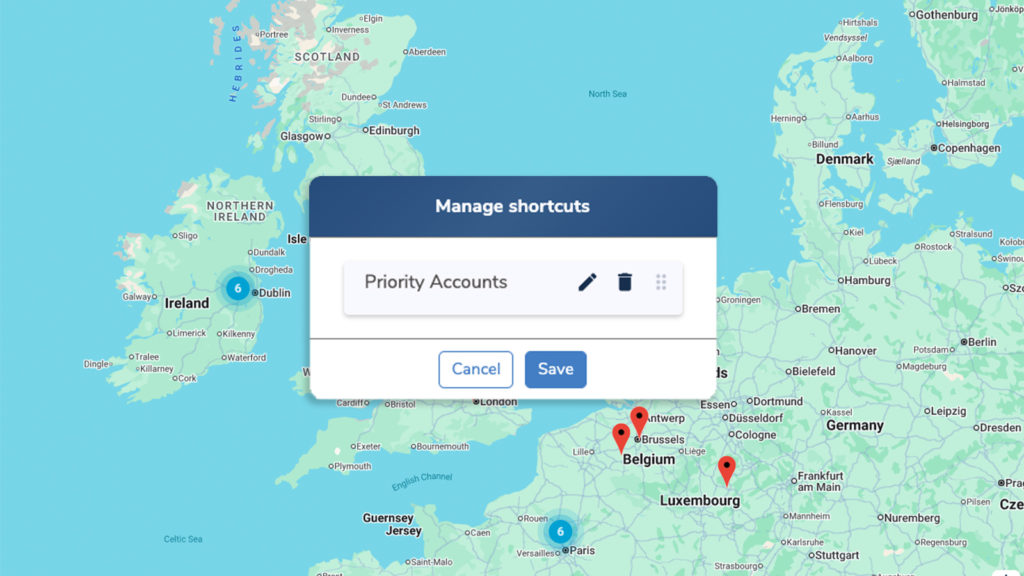 Manage shortcuts floating on filtered Bowimi map