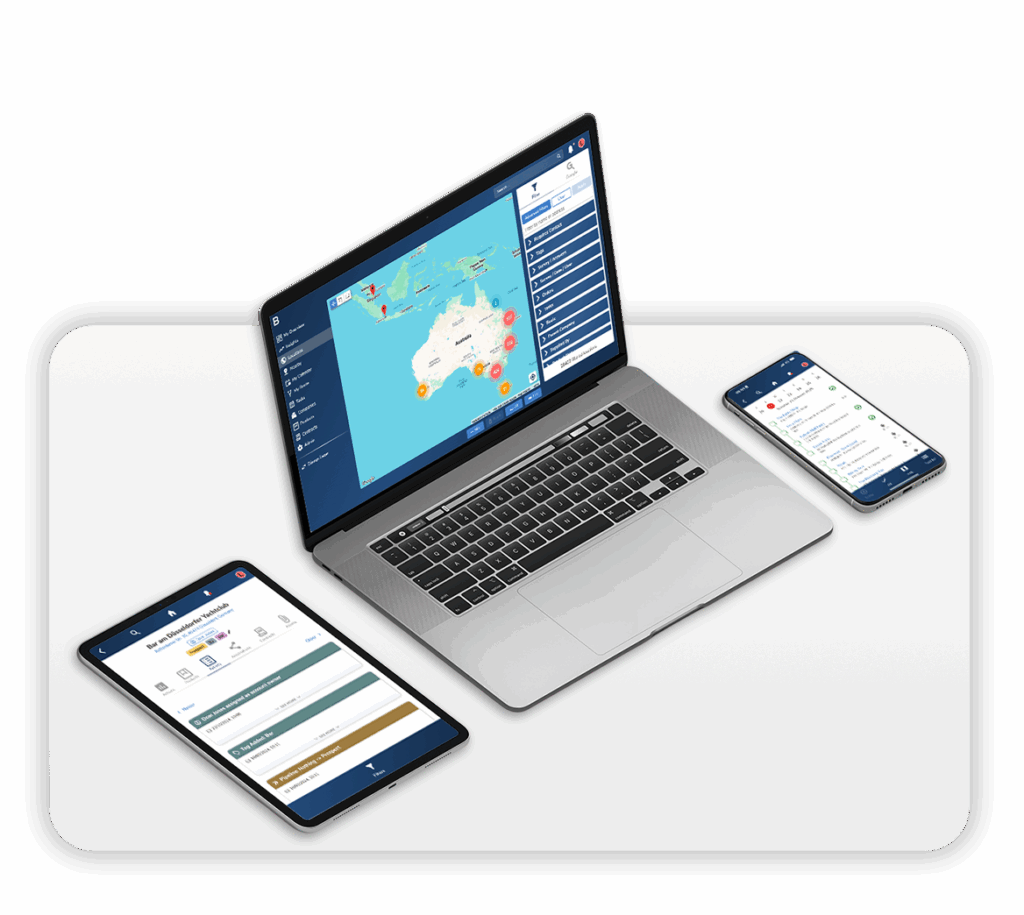 Bowimi on multiple devices displaying pins of breweries, bars and pubs in platform