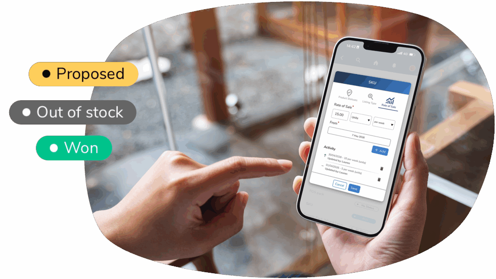 Interacting with product rate of sale in Bowimi mobile app
