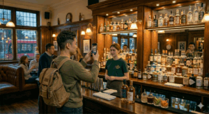 Field rep takes photo of back bar in pub