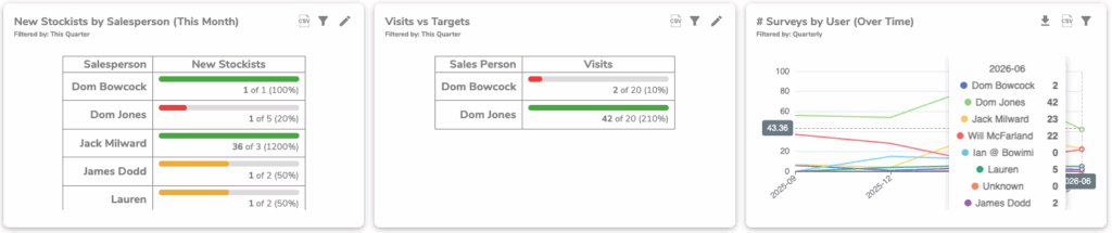 Team KPIs regarding Stockists and Visits