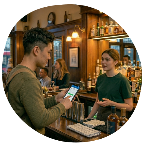 Rep takes survey from pub manager