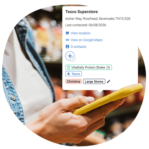 Checking Bowimi app in the off-trade at grocery store