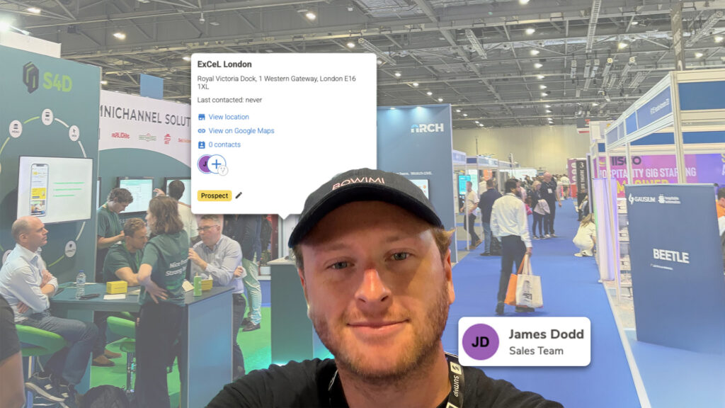 Why the Handshake Still Wins: Field Sales Software for CPG brands, James Dodd Bowimi SDR at a trade show